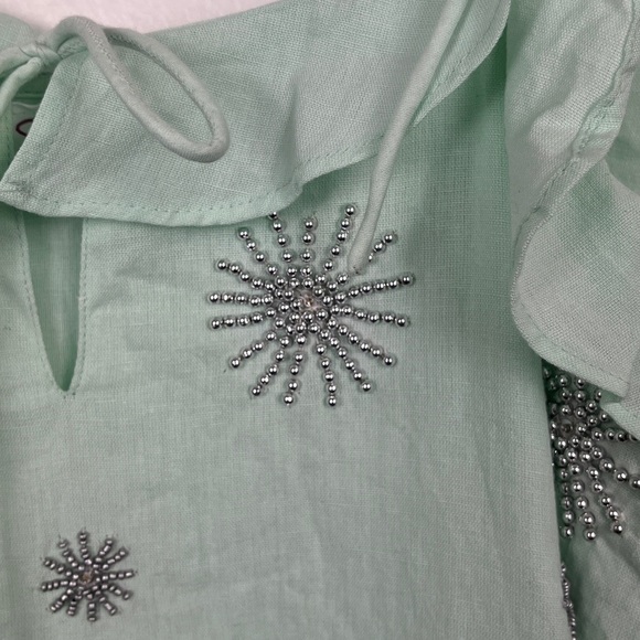 SUNDRESS Revolve Rare Mint Green Beaded Star Tiered Midi Dress XS - Picture 4 of 7